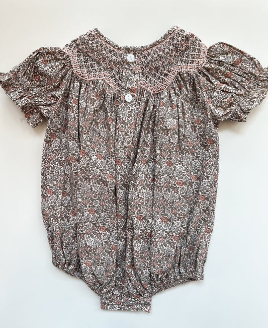 Sabrina Smocked Bubble, Peachy Floral - Magpies Paducah