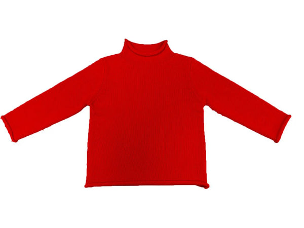 Cotton Knit Rollneck Sweater, Red - Magpies Paducah