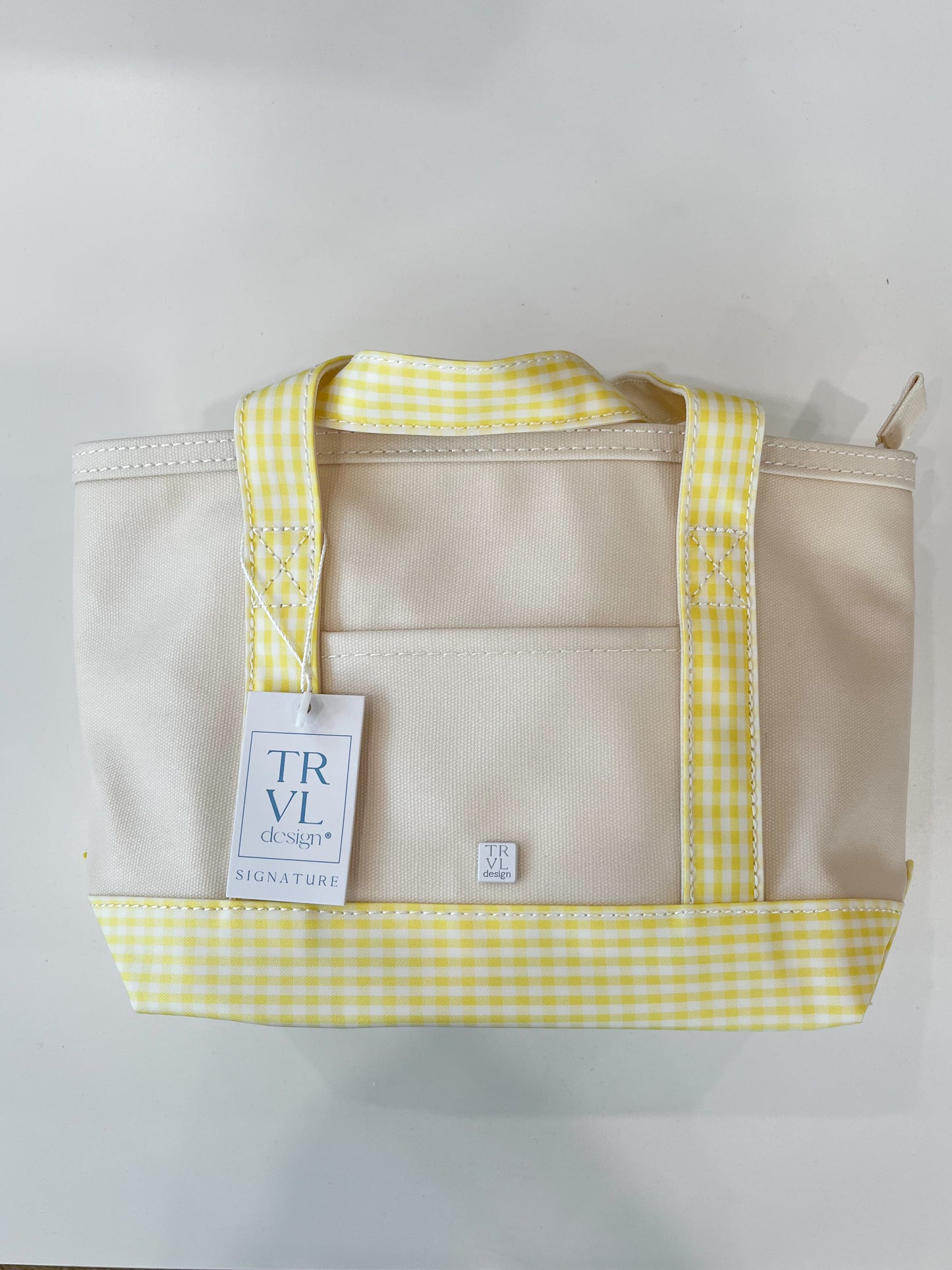 Coated Canvas Mini Tote, Natural + Buttercup Gingham - Magpies Paducah