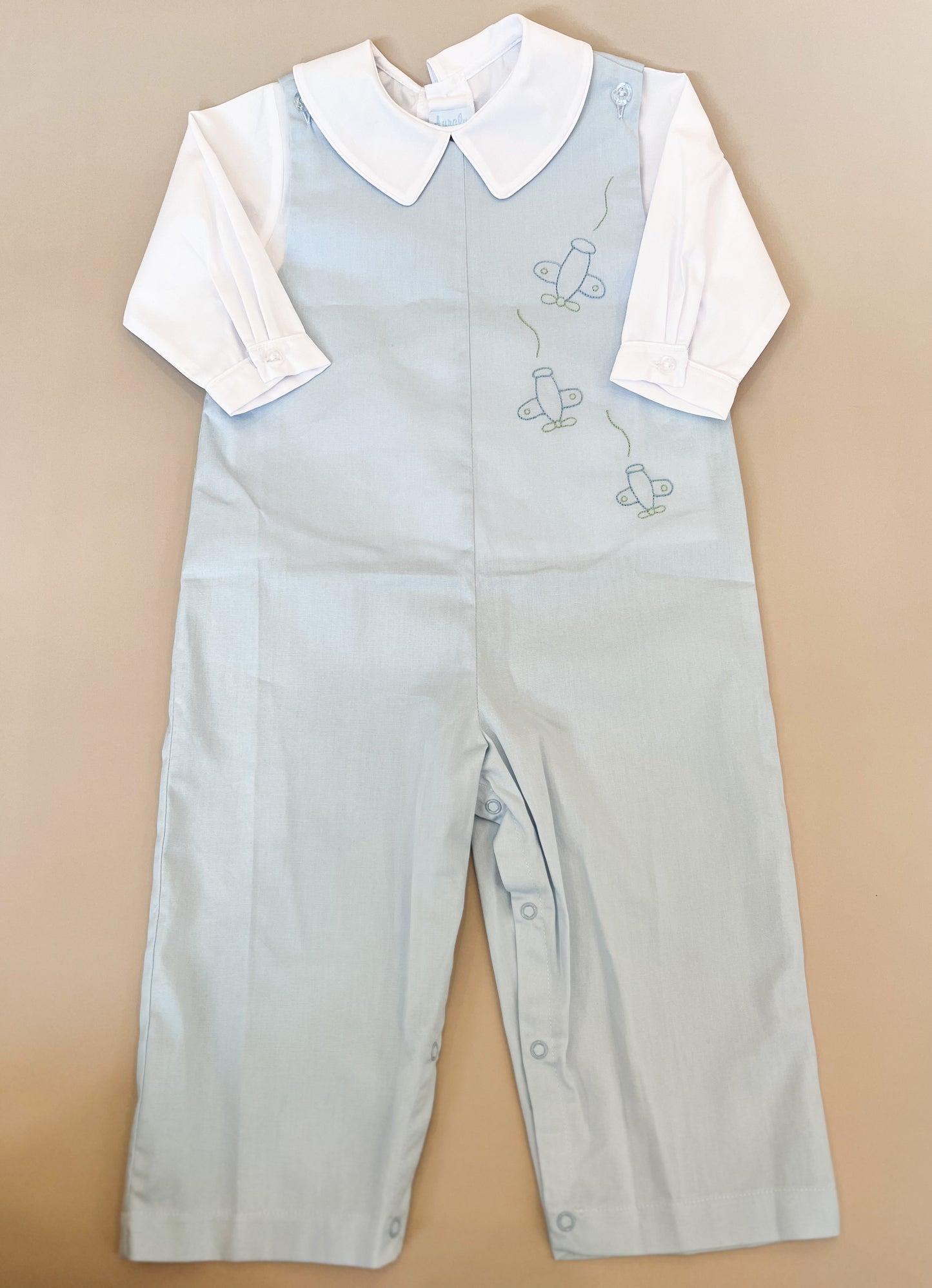 Embroidered Plane Overall & Shirt Set - Magpies Paducah