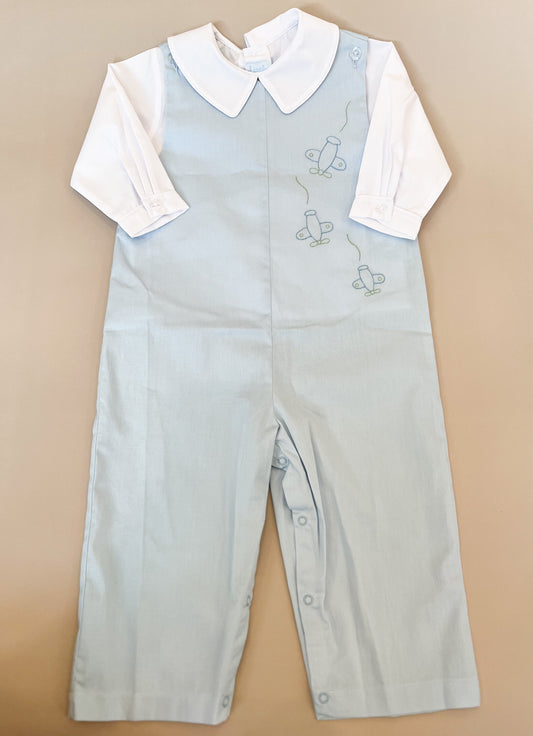 Embroidered Plane Overall & Shirt Set - Magpies Paducah