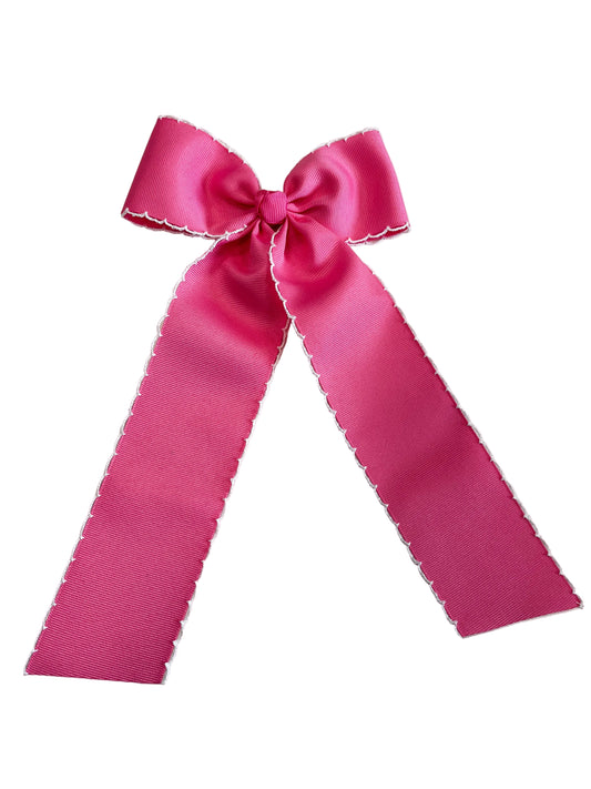 King Moonstitch Bow w/ Tails, Hot Pink/White - Magpies Paducah