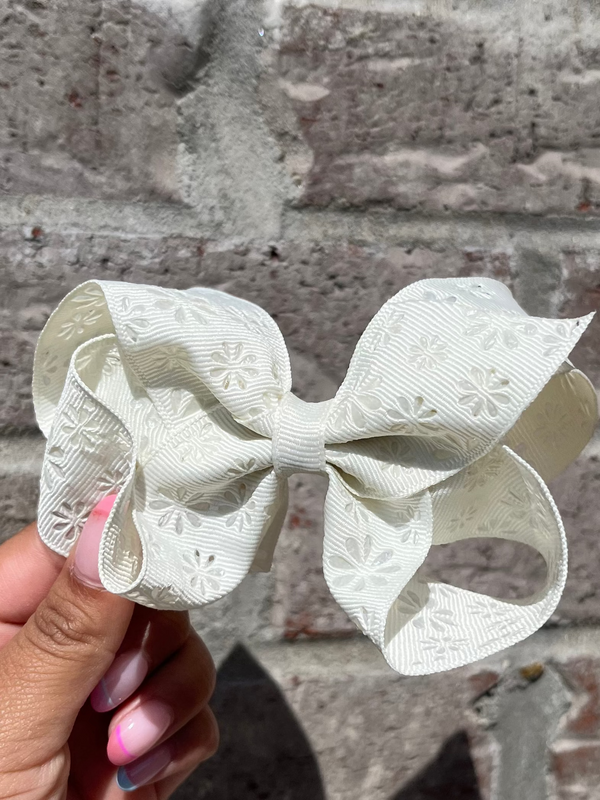 Medium Embossed Flower Print Bow (6 Colors!) - Magpies Paducah