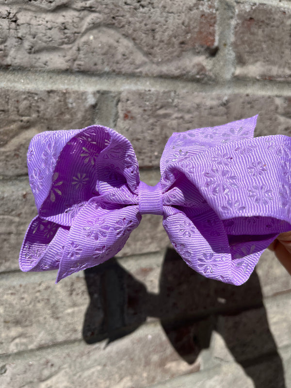 Medium Embossed Flower Print Bow (6 Colors!) - Magpies Paducah