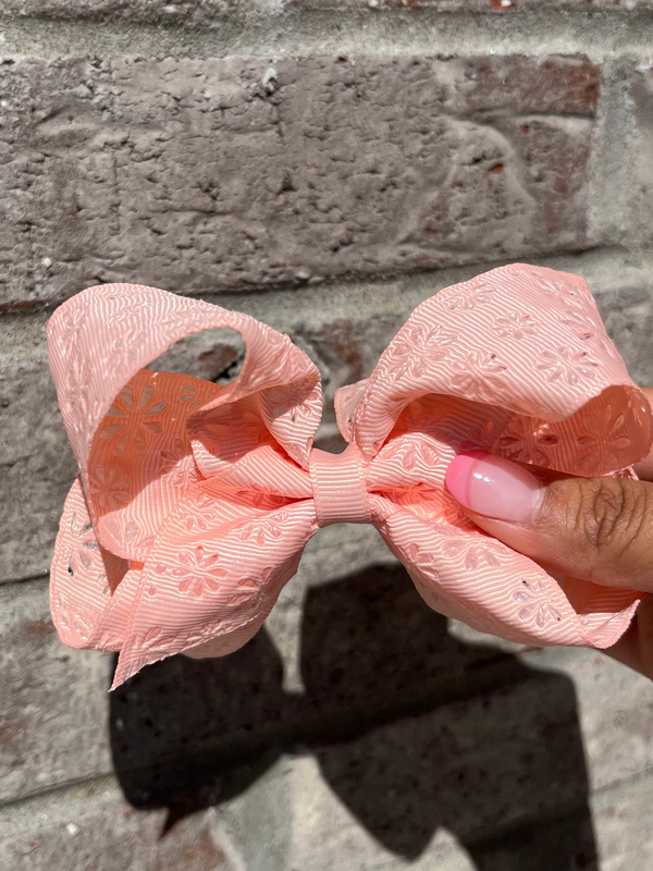 Medium Embossed Flower Print Bow (6 Colors!) - Magpies Paducah