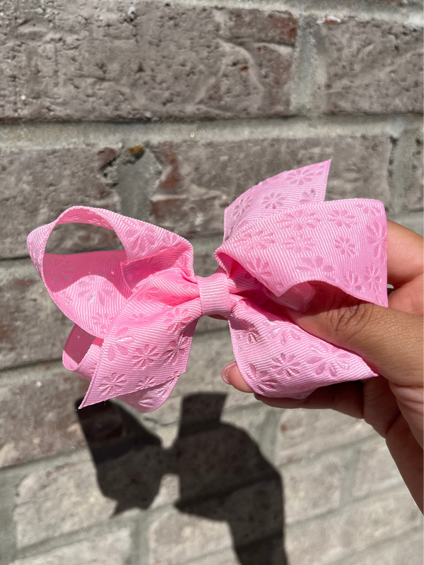 Medium Embossed Flower Print Bow (6 Colors!) - Magpies Paducah