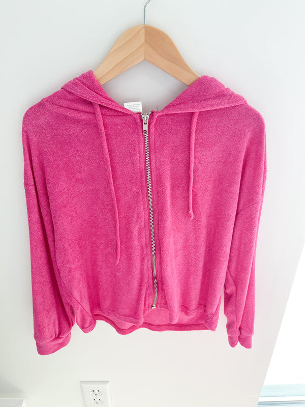 Soft Terry Zip-Up Hoodie & Short Set, Pink - Magpies Paducah