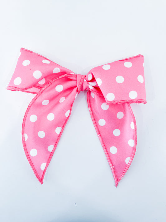 Medium Dot Print Satin Bow, Pink & White - Magpies Paducah