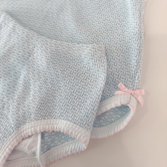 Sleeveless Contrast Trim Diaper Set, Blue/Pink Trim - Magpies Paducah