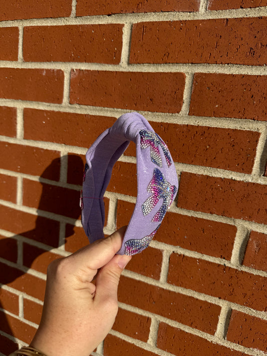 Crystalized Bow Knot Headband, Lavender