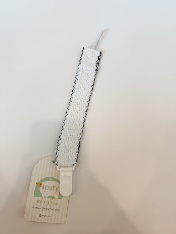 Pacifier Clip, White + Navy