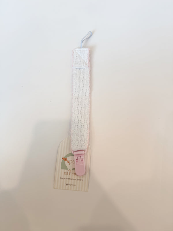 Pacifier Clip, White + Pink