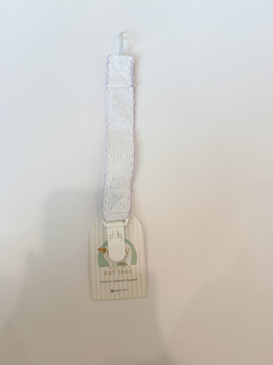 Pacifier Clip, White + Lavender