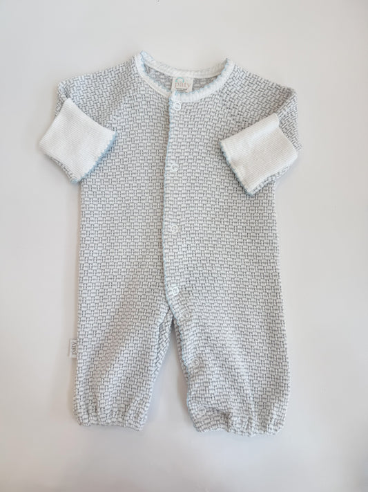 Knit Converter Gown, Grey w/ Blue Trim