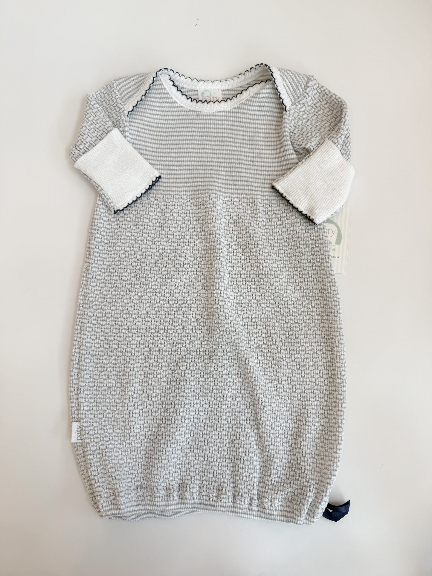 Overlap Shoulder Gown,  Grey + Navy