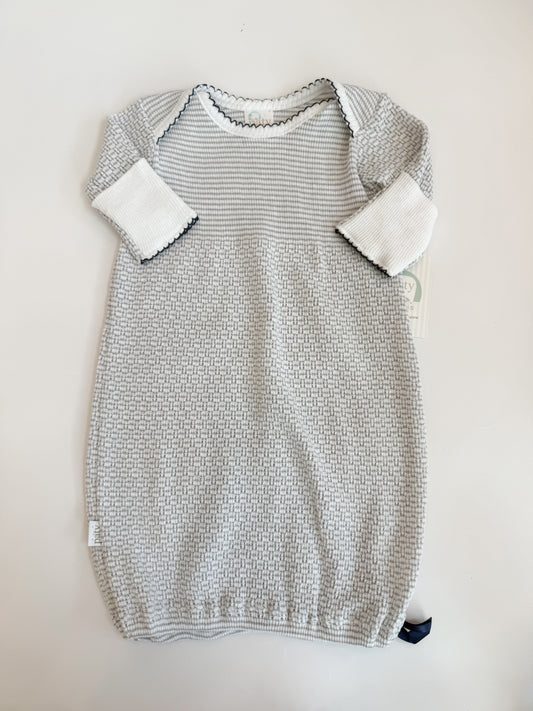 Overlap Shoulder Gown,  Grey + Navy