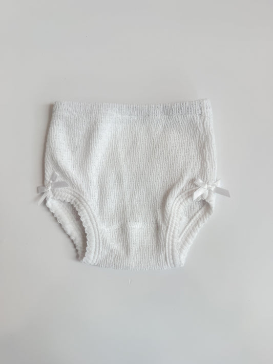 Knit Diaper Cover, White w/ Bows