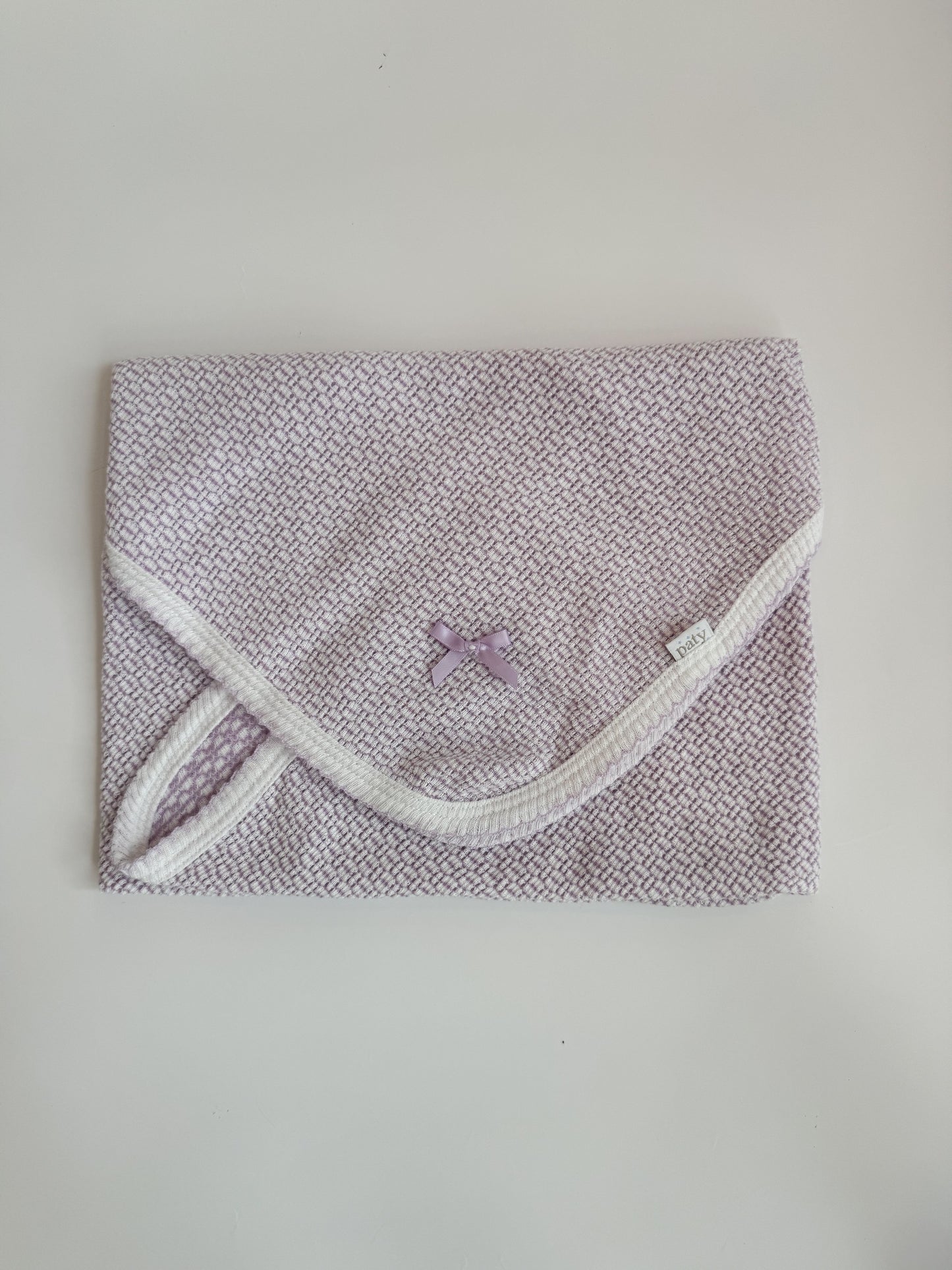 Knit Swaddle, Lavender + White w/ bow