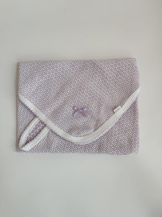 Knit Swaddle, Lavender + White w/ bow