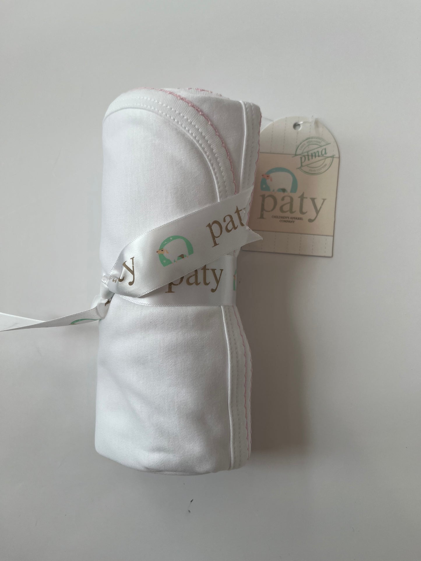 White Pima Blanket w/ Pink Trim