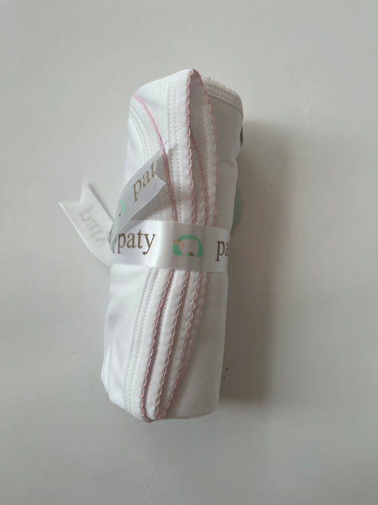 White Pima Blanket w/ Pink Trim