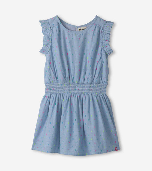 Woven Play Dress, Bright Spot Chambray - Magpies Paducah