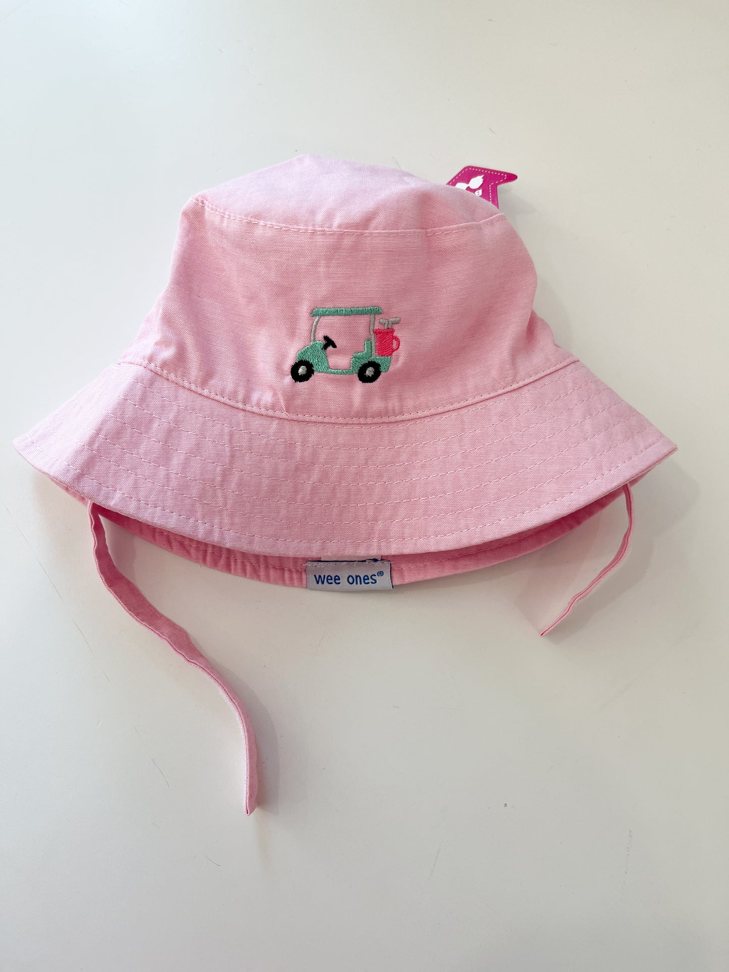 Pink Chambray Bucket Hat, Golf Cart