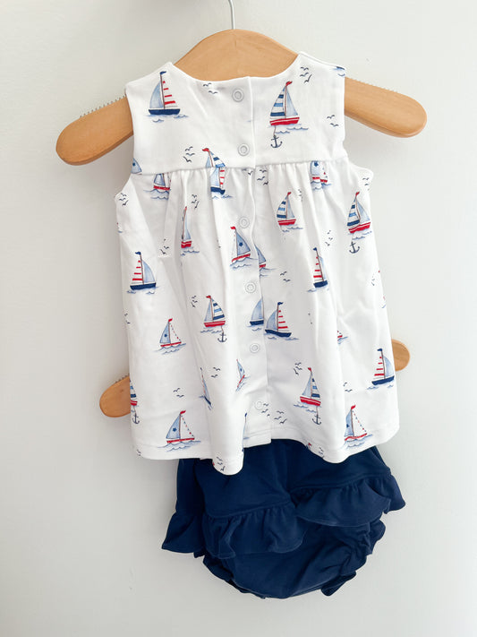 Sailing Boats Dress w/ Bloomer Set