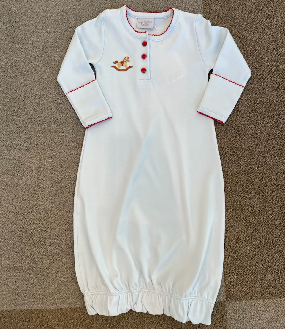 Christmas Rocking Horse Henley Gown - Magpies Paducah