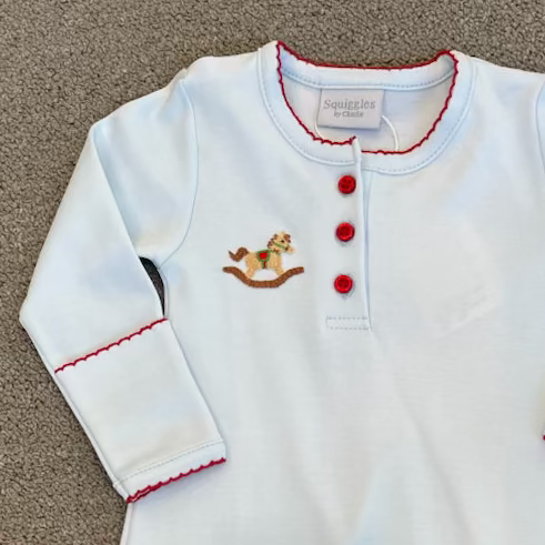 Christmas Rocking Horse Henley Gown - Magpies Paducah