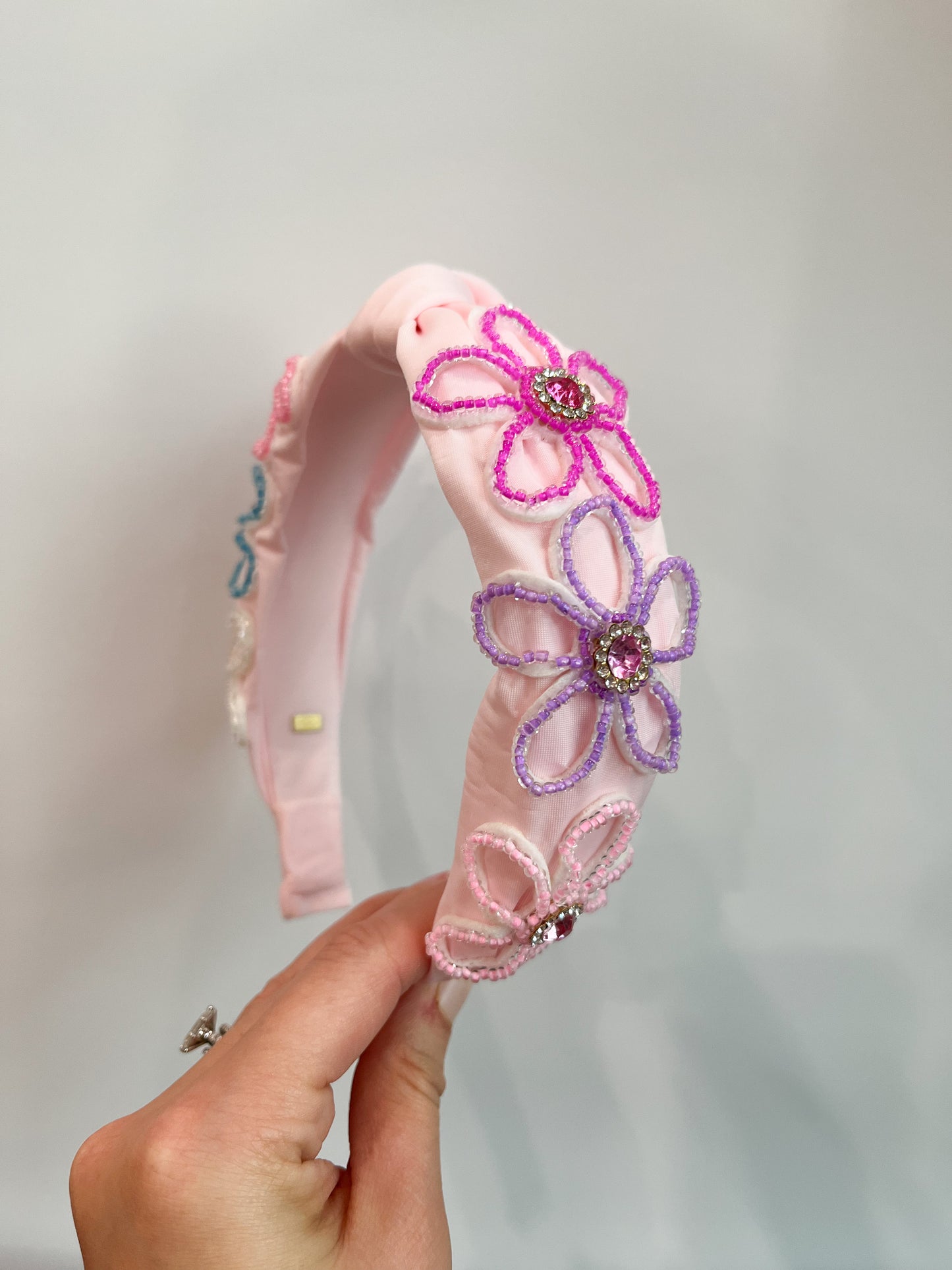 Light Pink Beaded Flower Headband - Magpies Paducah