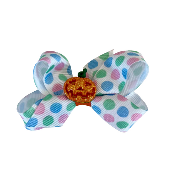 Mini Printed Bow w/ Jack-O-Lantern Charm (Assorted Styles!)