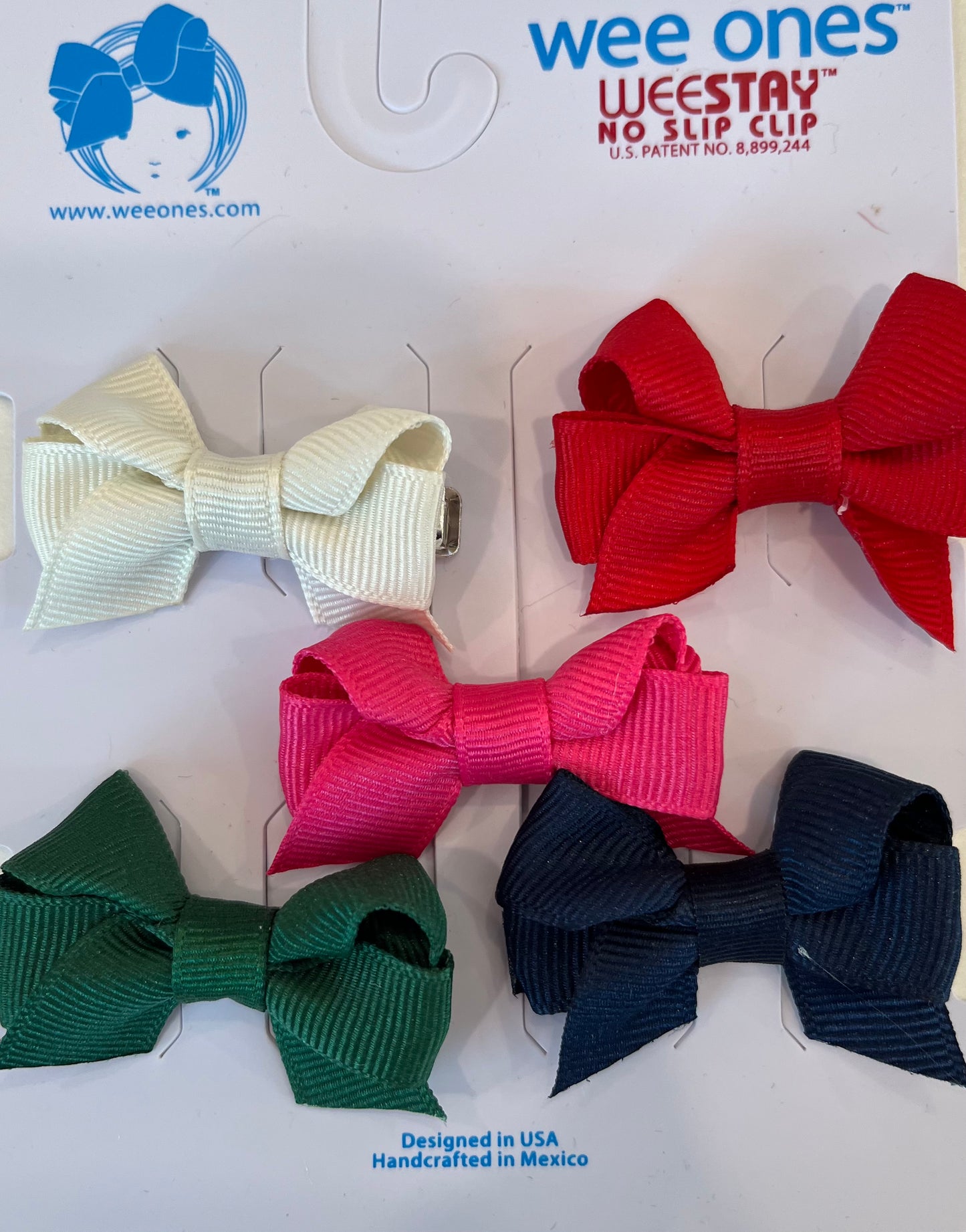 5 Pack Tiny Grosgrain Bows, Holiday