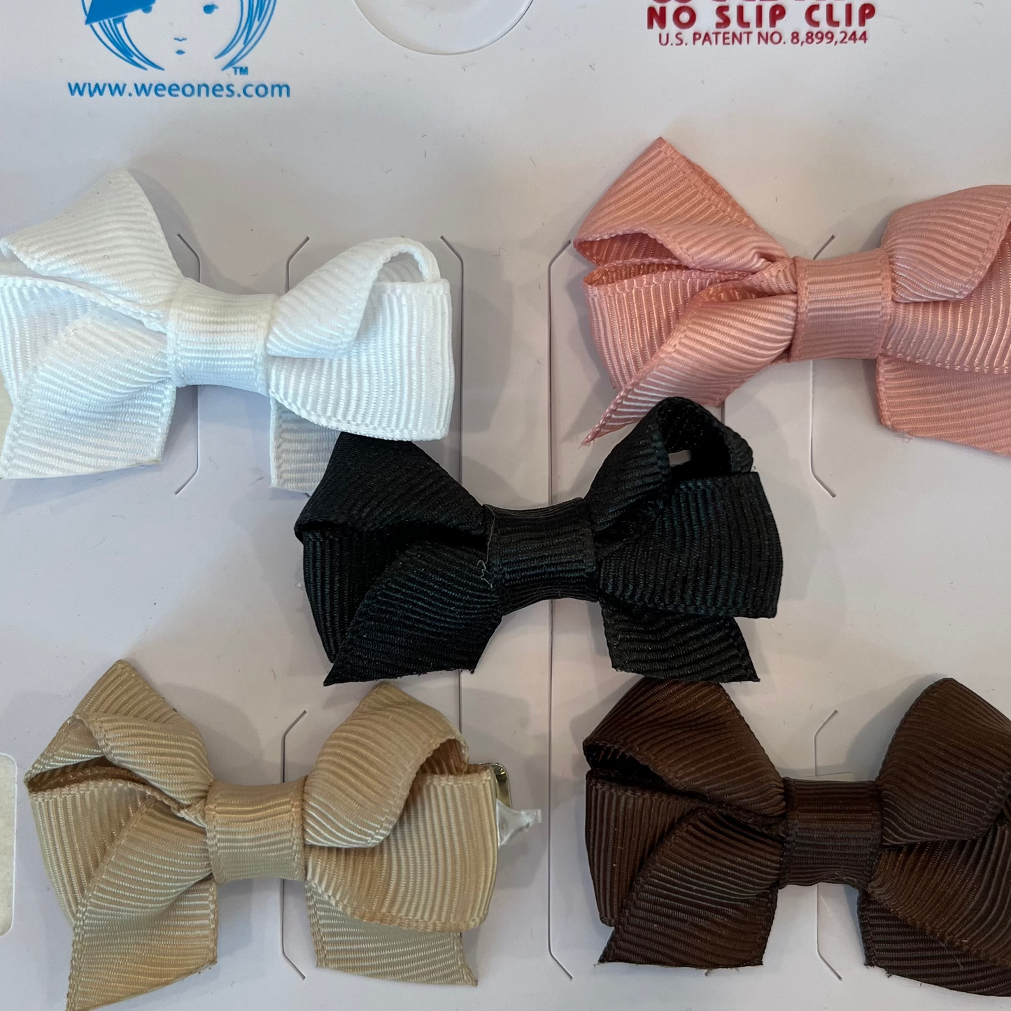 5 Pack Tiny Grosgrain Bows, Neutrals