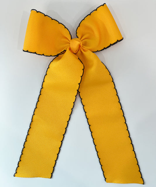 King Contrast Moonstitch Bow w/ Tails, Gold/Black