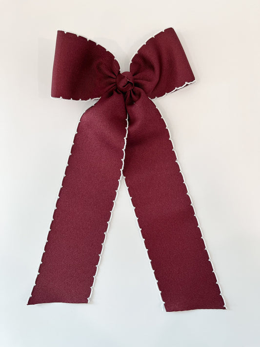 King Scallop Streamer Bow, Burgundy