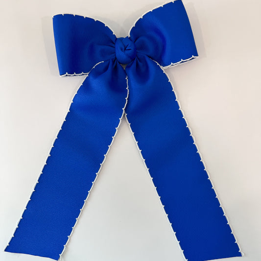 King Contrast Moonstitch Bow w/ Tails, Blue/White