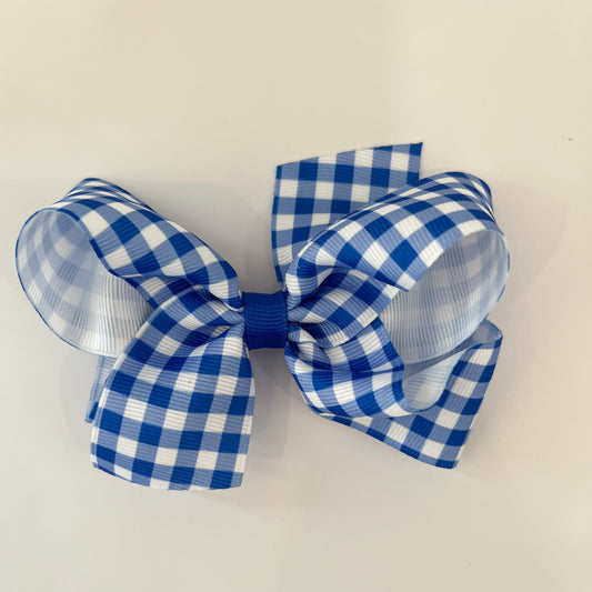 Medium Gingham Bow, Electric Blue