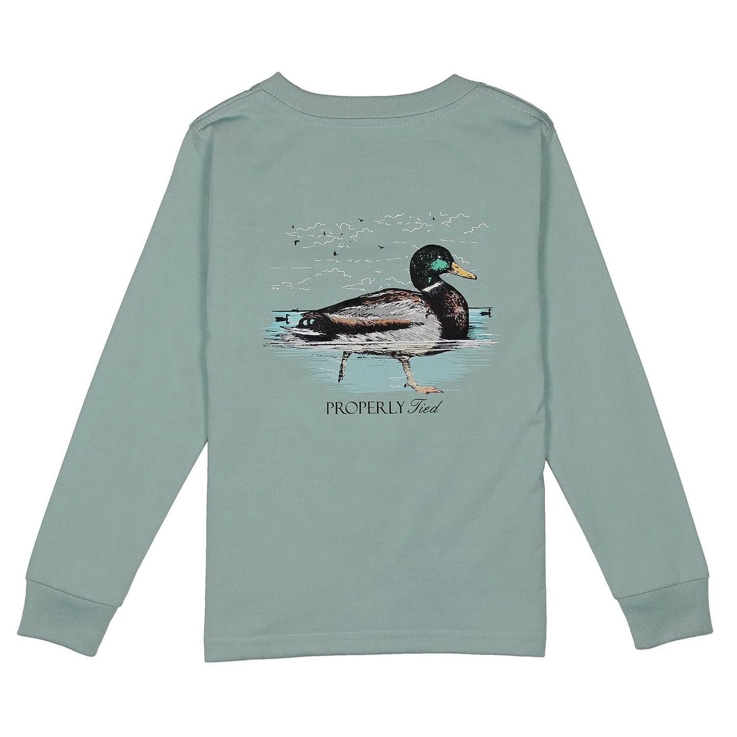 Long Sleeve Tee, Marine Mist Swimming Mallard