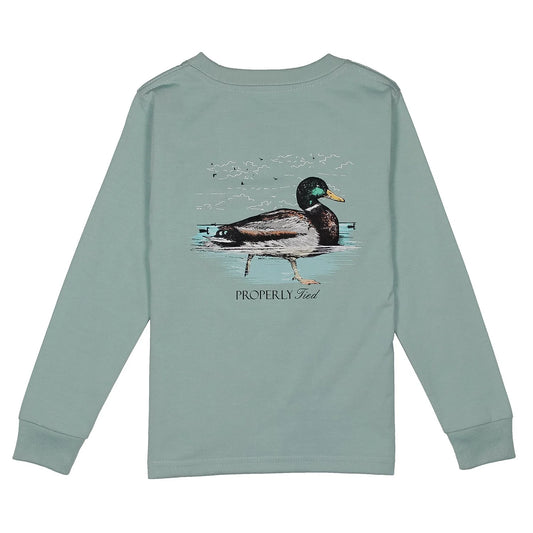 Long Sleeve Tee, Marine Mist Swimming Mallard
