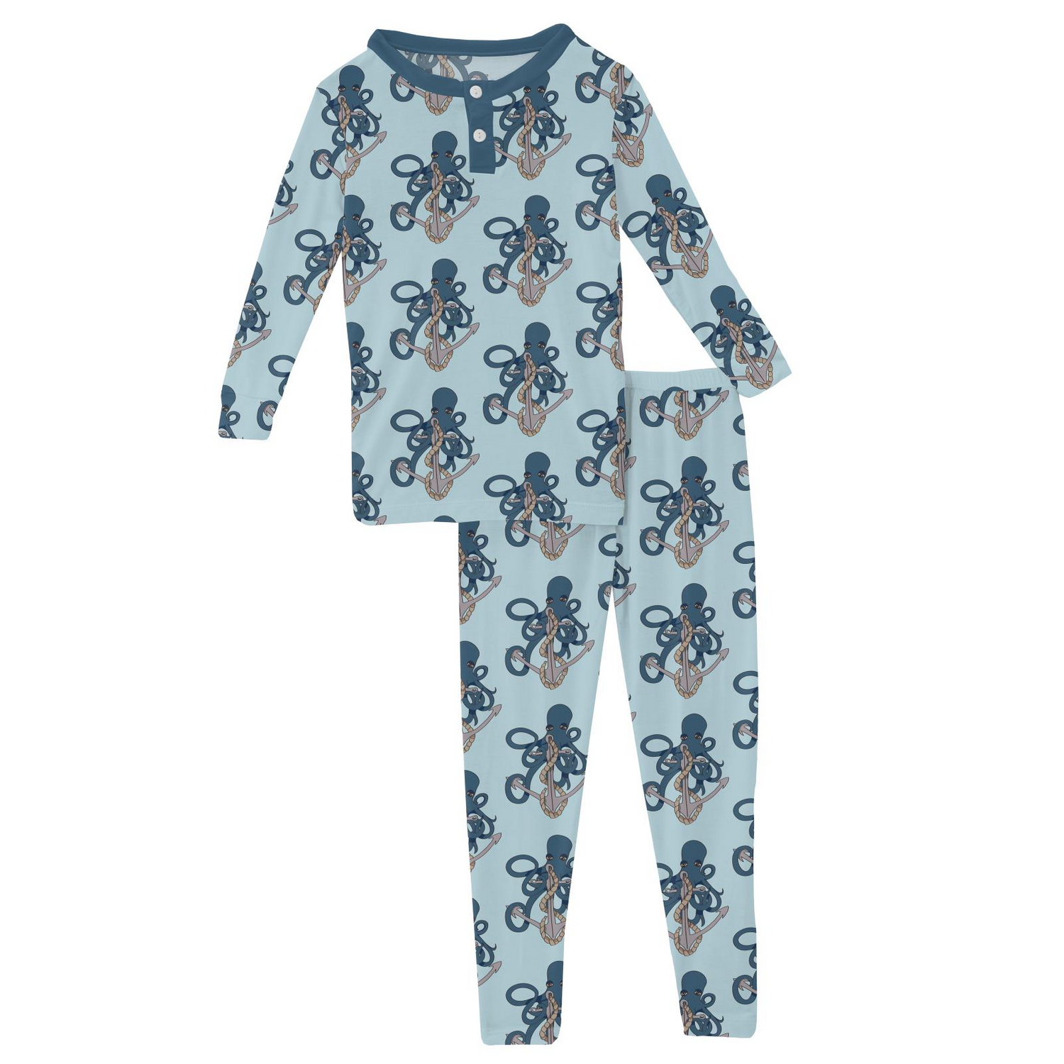 LS Henley Pajama Set, Spring Sky Octopus Anchor - Magpies Paducah
