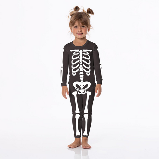 Long Sleeve PJ Set, Midnight Skeleton