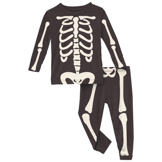 Long Sleeve PJ Set, Midnight Skeleton