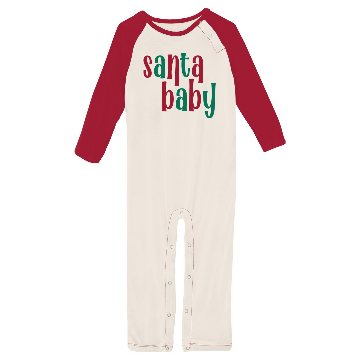 Raglan Romper, Natural Santa Baby