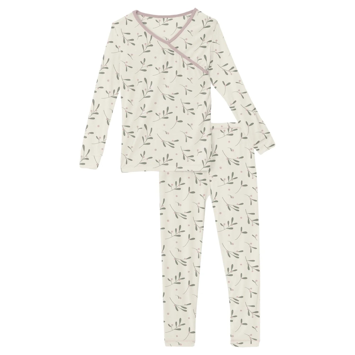 LS Kimono Pajama Set, Natural Mistletoe - Magpies Paducah