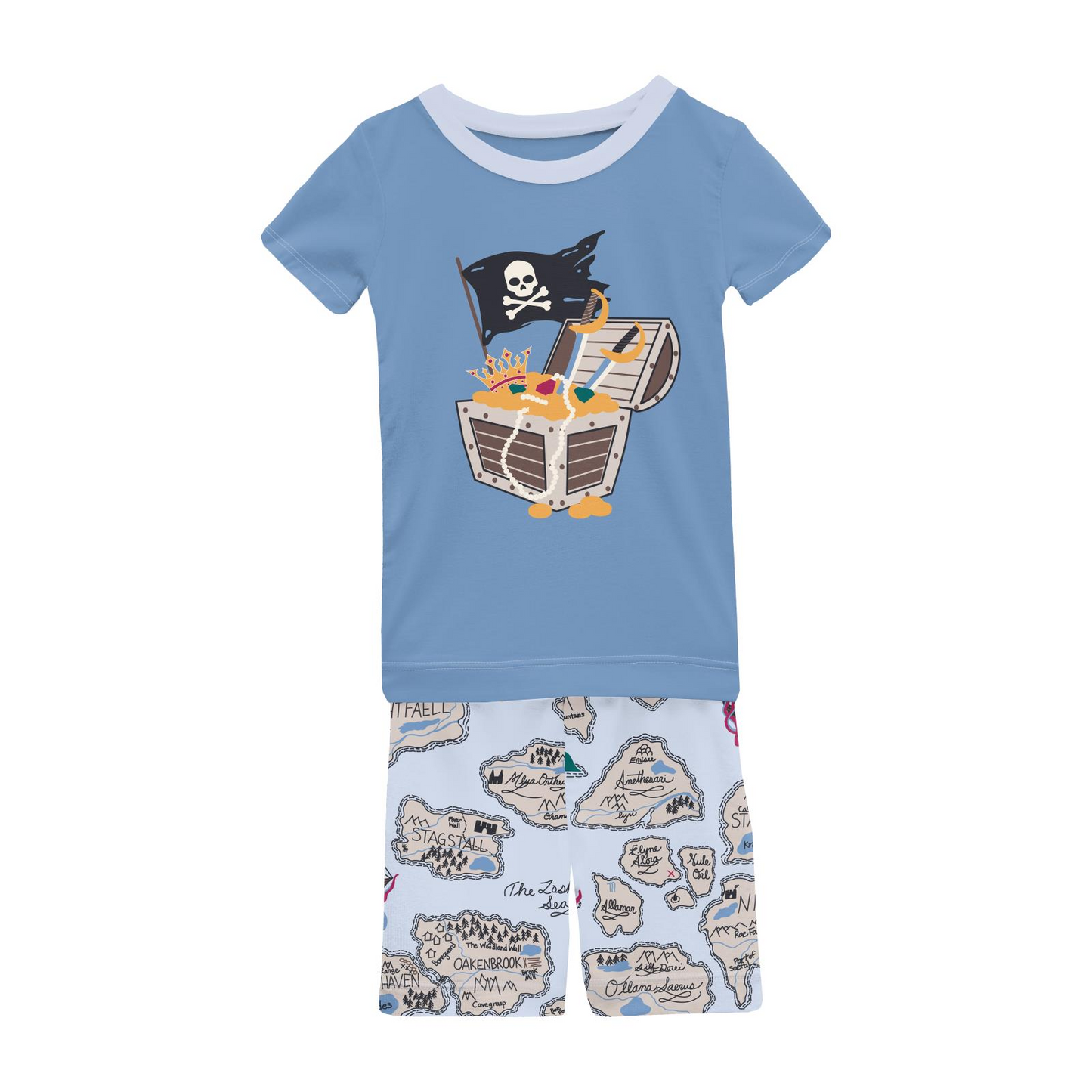 Shorts Pajama Set, Dew Pirate Map - Magpies Paducah