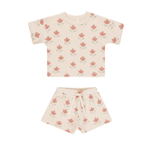 WAFFLE TEE + SHORT SET || TULIPS