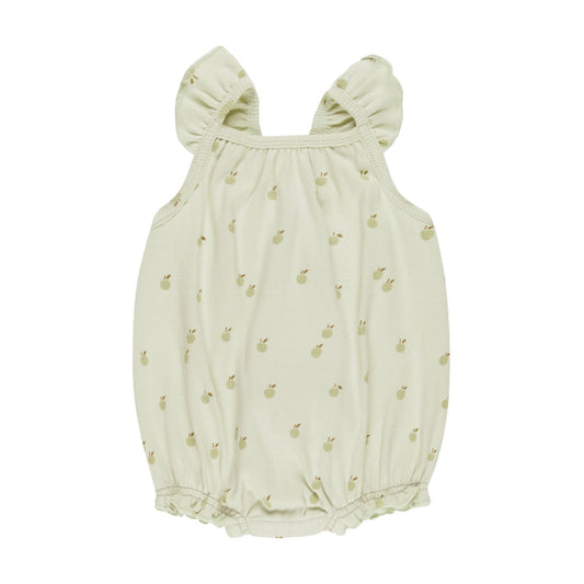 RIBBED RUFFLE ROMPER || APPLES - Magpies Paducah