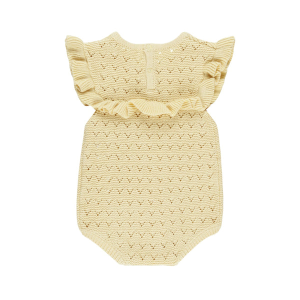 POINTELLE RUFFLE ROMPER || YELLOW