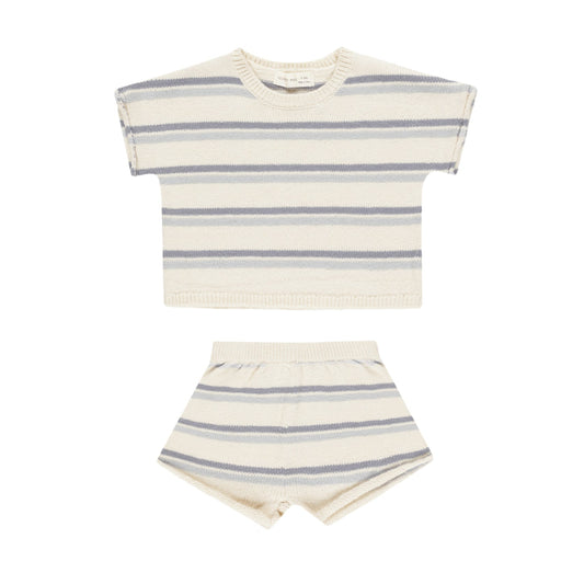 RELAXED SUMMER KNIT SET || BLUE STRIPE